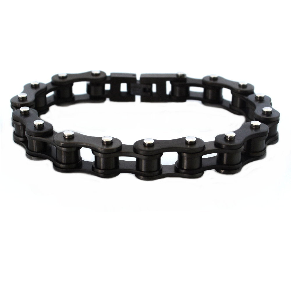 SK1123G Gunmetal 1/2" Wide Bike Chain Bracelet