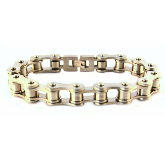 SK1123B 1/2" Wide All Stainless Steel BRUSHED Unisex Stainless Steel bicycle Chain Bracelet