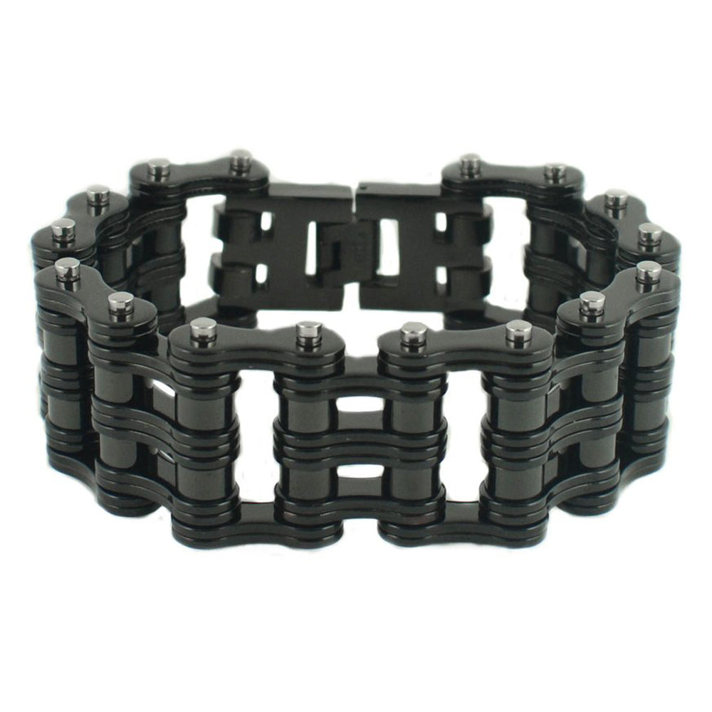 SK1814 All Black 1" Wide Unisex Stainless Steel bicycle Chain Bracelet