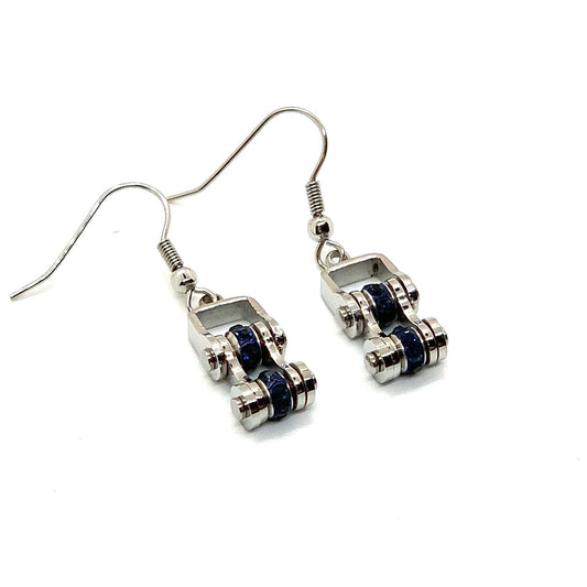 SK2218DE December Edition Mini Mini 3/8" Wide Stainless Steel Blue Zircon Imitation Crystal Earrings