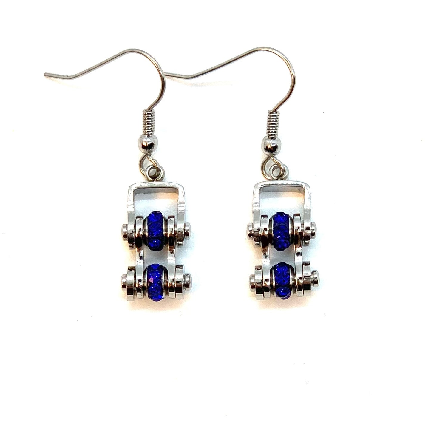 SK2218SE September Edition Mini Mini 3/8" Wide Stainless Steel Sapphire Imitation Crystal Earrings