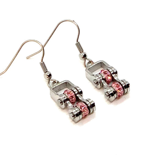 2216E October Edition Mini Mini 3/8" Wide Stainless Steel Tourmaline Imitation Crystal Earrings