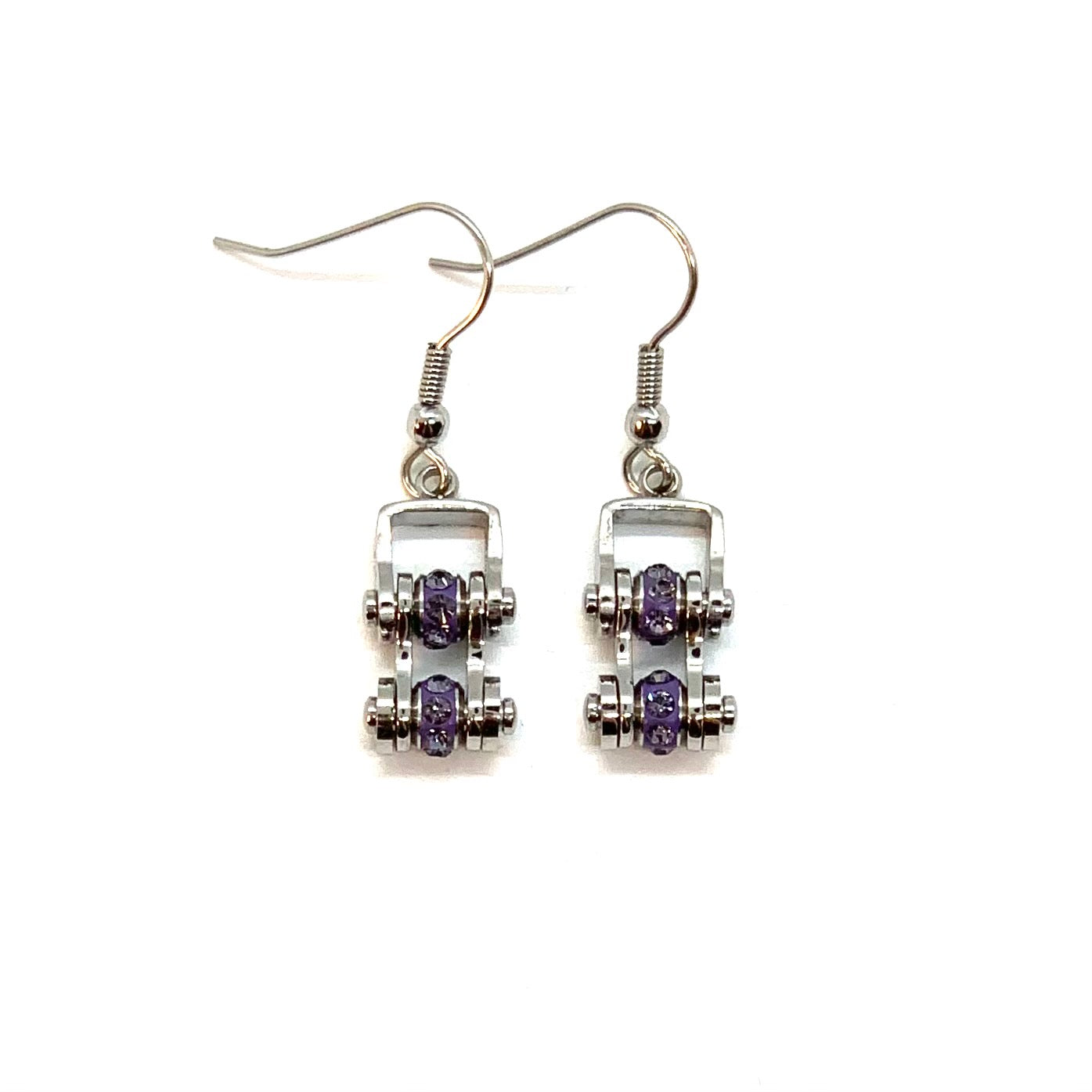 2213E June Edition Mini Mini 3/8" Wide Stainless Steel Alexandrite Imitation Crystal Earrings