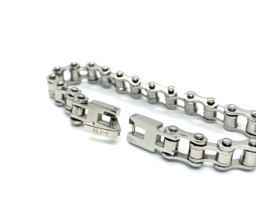 SK2287 NEW Simple Mini 3/8" Wide MINI MINI SIZE All Stainless Steel Silver Motorcycle Bike Chain Bracelet