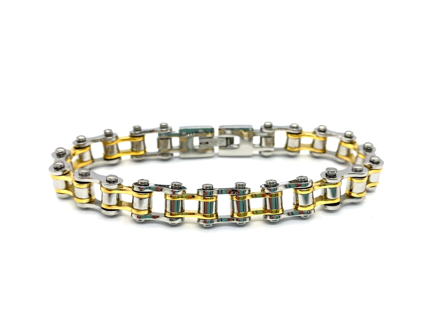 SK2288 NEW Simple Mini 3/8" Wide MINI MINI SIZE All Stainless Steel Silver and Gold bicycle Bike Chain Bracelet