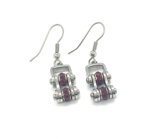 SK2209E January Edition Earring Garnet Imitation Crystal Centers