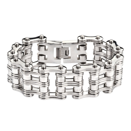 SK1140 1" Wide All Stainless Steel Unisex Stainless Steel bicycle Chain Bracelet